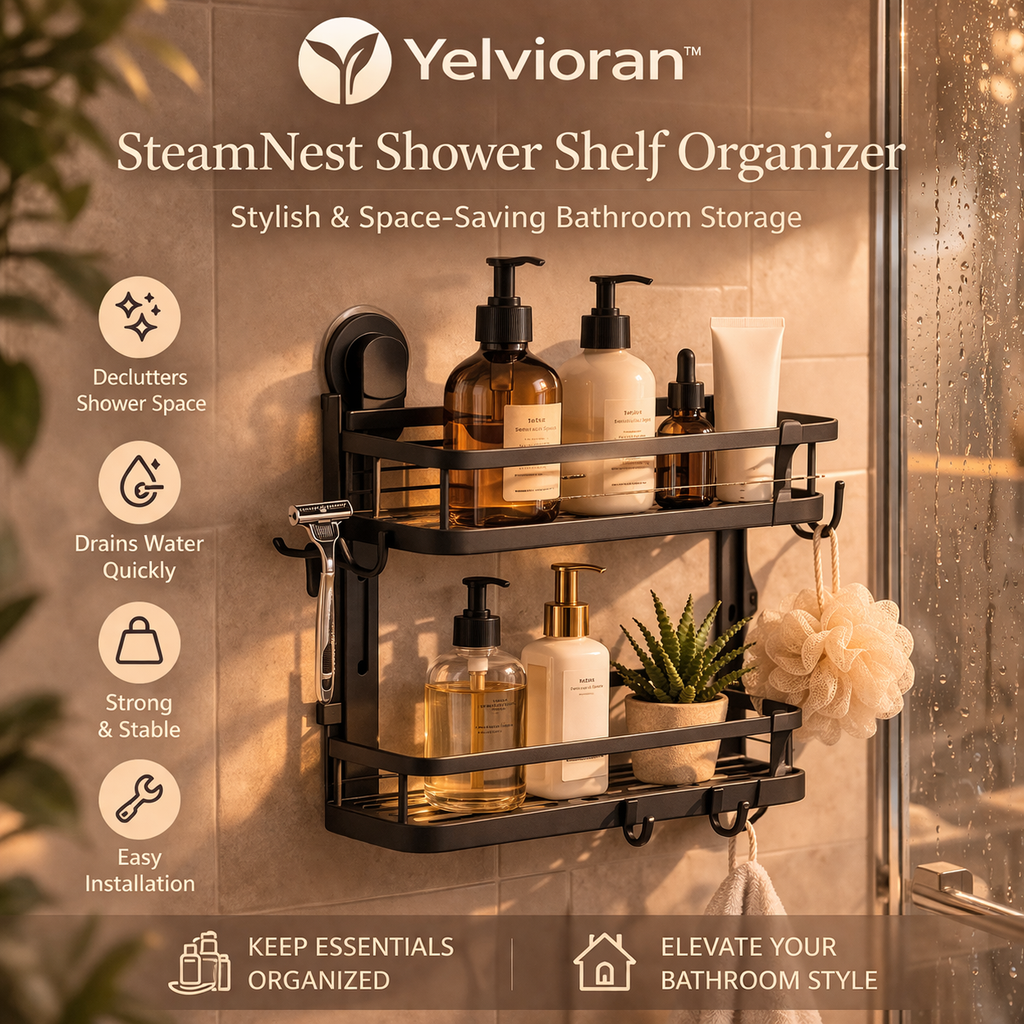 Yelvioran™ SteamNest Shower Shelf Organizer